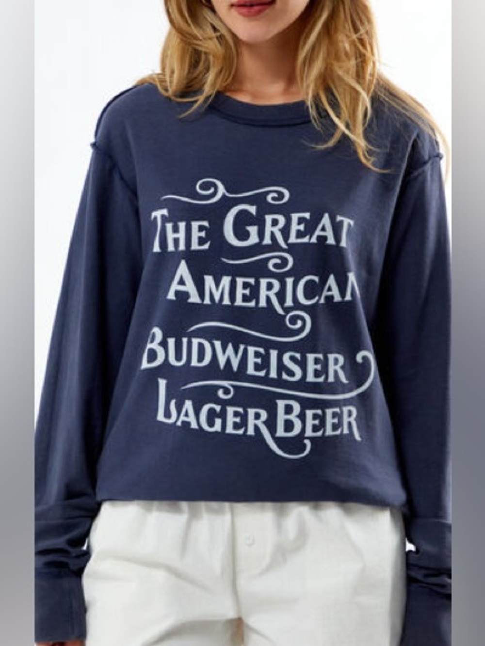 Budweiser PacSun Reversible Long Sleeve Pocket T-Shirt Retro Beer Logo Tee S - Picture 3 of 15